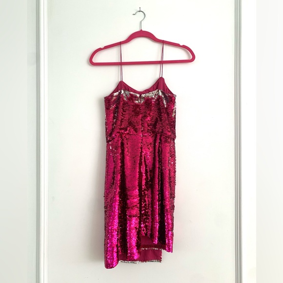 Derek Lam hot pink/silver sequin mini dress. Size 2. NWT never worn - Picture 4 of 6